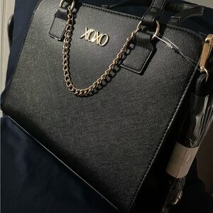 XOXO Black Shoulder Bag with Structured Shape and Gold Hardware